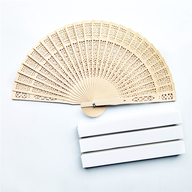 Hay en stock ventilador plegable de madera transfronterizo boda ventilador de madera con embalaje 4 tipos de embalaje opcional