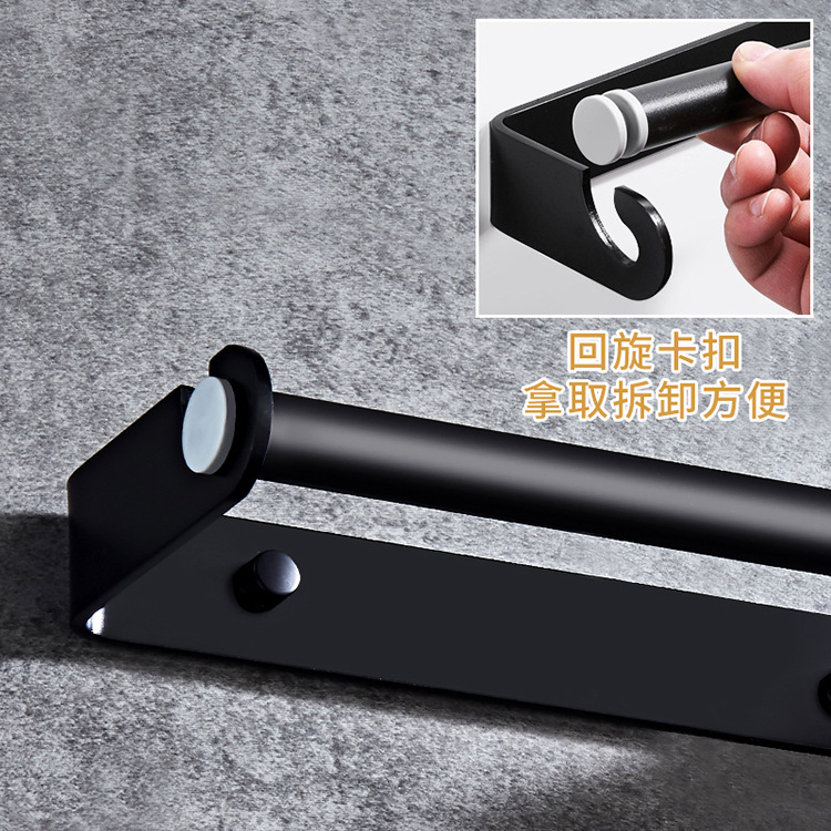 Cocina sin perforaciones plástico envolver estante soporte de tejido estante de almacenamiento plástico envolver estante fresco-mantenimiento bolsa de almacenamiento rack colgante de pared negro