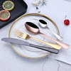 Wholesale cross -border 1010 stainless steel tableware, knives, spoon plating titanium plating western dining bison knife and fork set logo