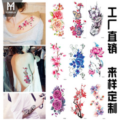 Flower Tattoo Sticker Color Printed Flower Tattoo Sticker Rose Lotus Plum Blossom Color Printed Tattoo Sticker for Women