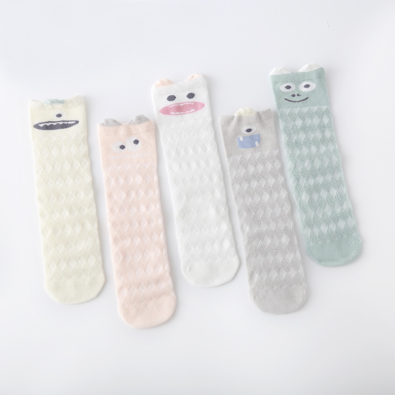 Medias para bebés boca suelta sin hueso primavera y verano calcetines para niños delgados bebé recién nacido sobre la rodilla calcetines de malla de algodón peinado