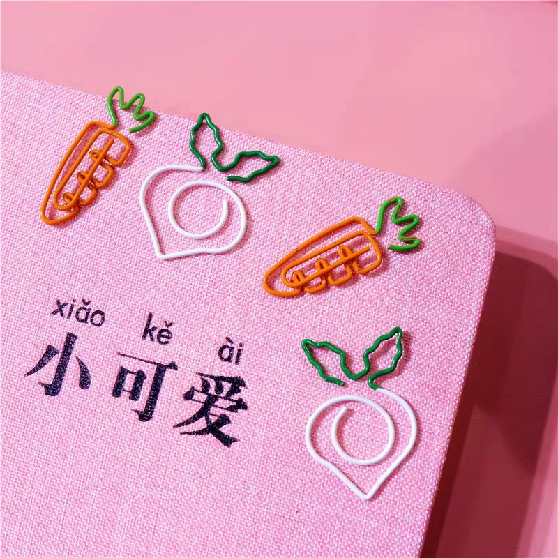 Dibujos animados de metal lindo forma vegetal creativo en forma de clip de papel fruta zanahoria forma clip de papel marcador