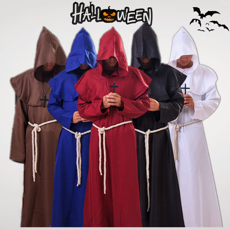 万圣节袍巫师男徒服修堂中世纪僧侣服装神父装服