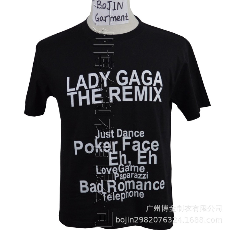 Wholesale round neck short sleeve letter printed T-shirt lady gaga fans commemorative T-shirt fashion trend to figure printing Wholesale round neck short sleeve letter printed T-shirt lady gaga fans commemorative T-shirt fashion trend to figure printing