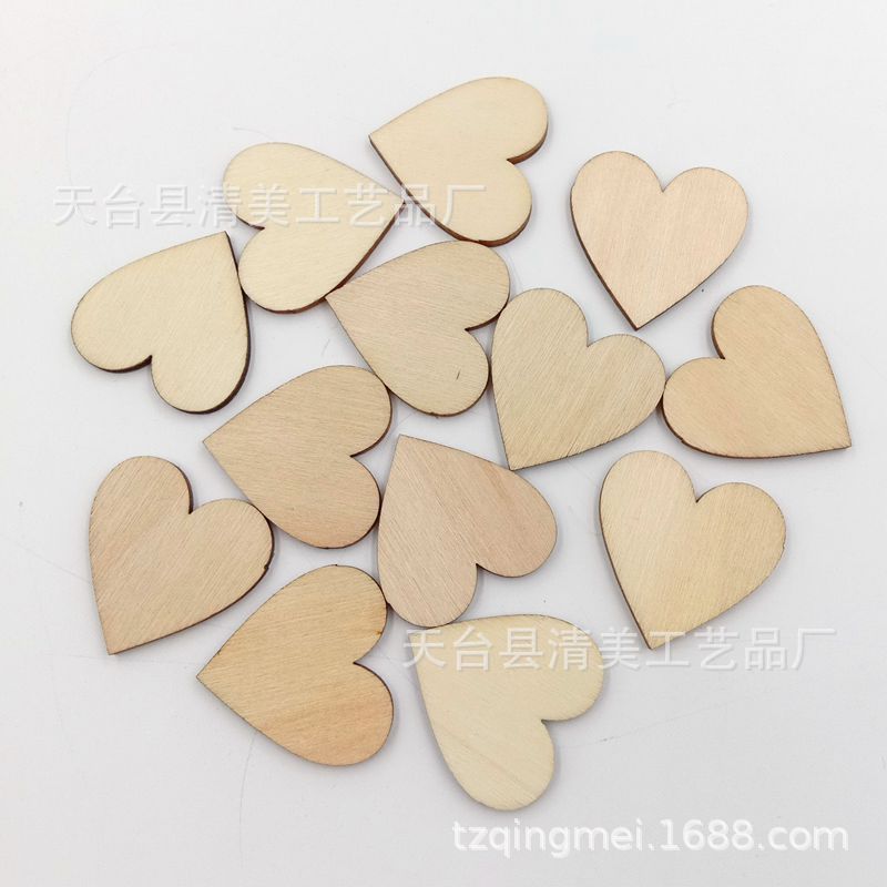 Corazón Estilo madera botón pieza melocotón corazón DIY decorativo pieza de madera colgante