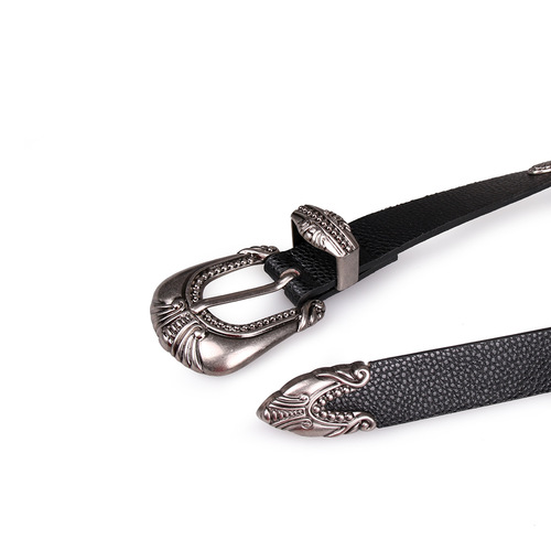 Cross-border exclusive for Europe and America, retro carved accessories, women's versatile fine lychee-patterned leather belt, Kamen Rider belt