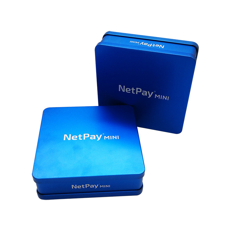 Square Blue Iron Box Tea Tinplate Box Wholesale Electronic Product Packaging Metal Box Products
