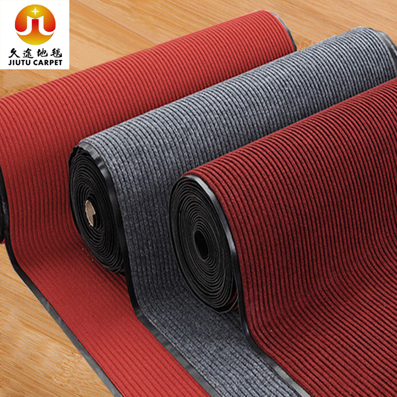 地毯耐脏易打理防滑垫走廊地垫脚垫商用进门双条纹全铺大号红地毯
