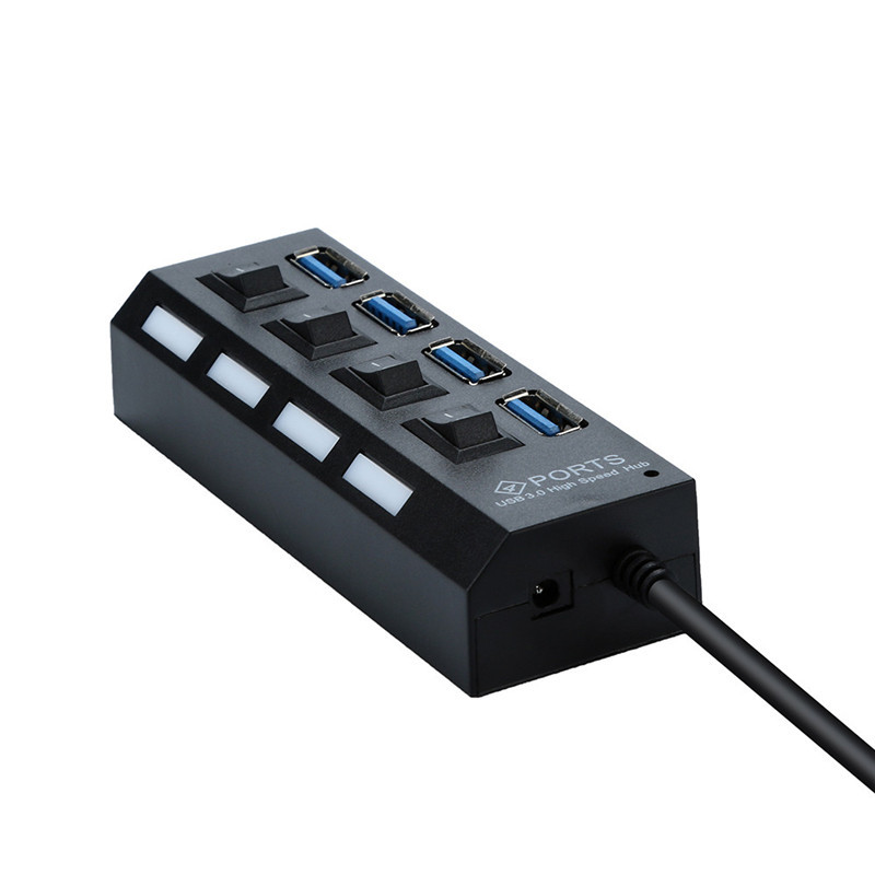 Hub USB LED 3.0 de 4 puertos alta velocidad con interruptor encendido/apagado