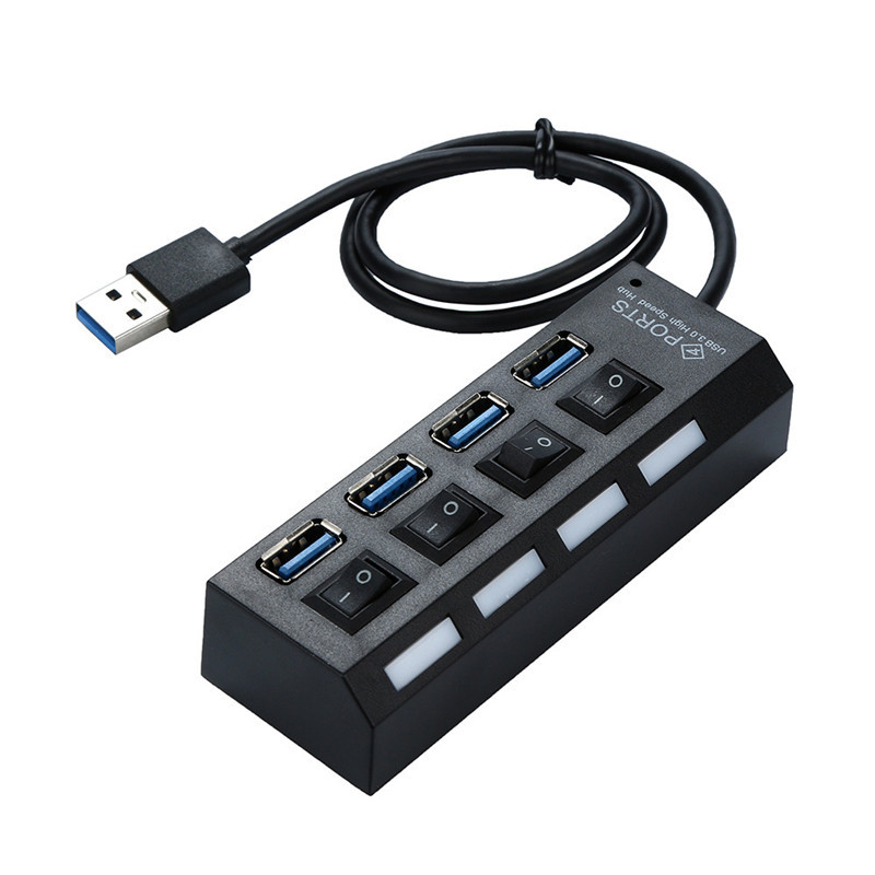 Hub USB LED 3.0 de 4 puertos alta velocidad con interruptor encendido/apagado