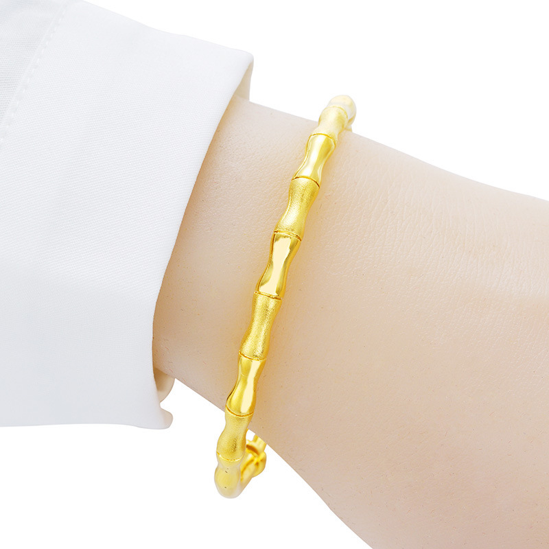 Pulsera de bambú de oro de Vietnam de largo tiempo pulsera Push-Pull no se desvanece joyas de aleación de cobre pulsera de oro de imitación chino