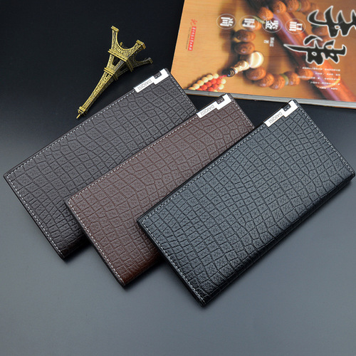 New men's wallet, long wallet, young men's vertical soft wallet, multiple card slots, large capacity, crocodile pattern suit bag