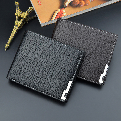 New wallet men's short wallet for young men Korean style multi-card slot retro crocodile pattern fashion horizontal soft leather wallet