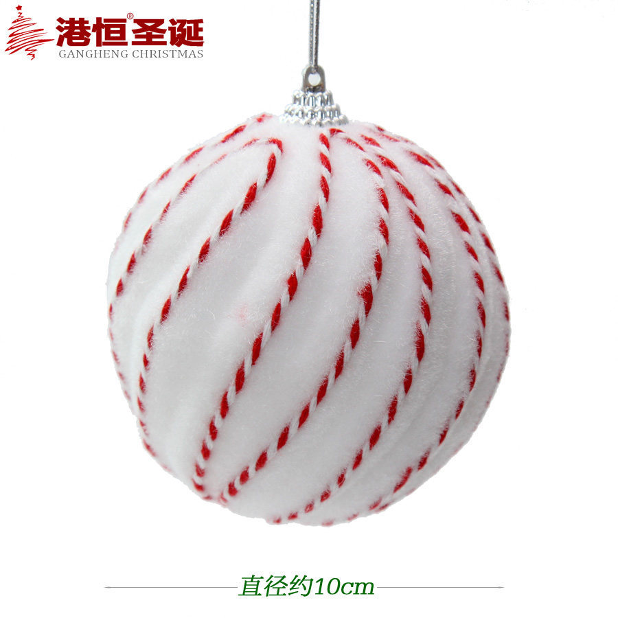 8cm blanco rojo cuerda hilo flocado BOLA DE Navidad árbol de Navidad decoración bola colgante boda decoración hecha a mano Bola de alta gama