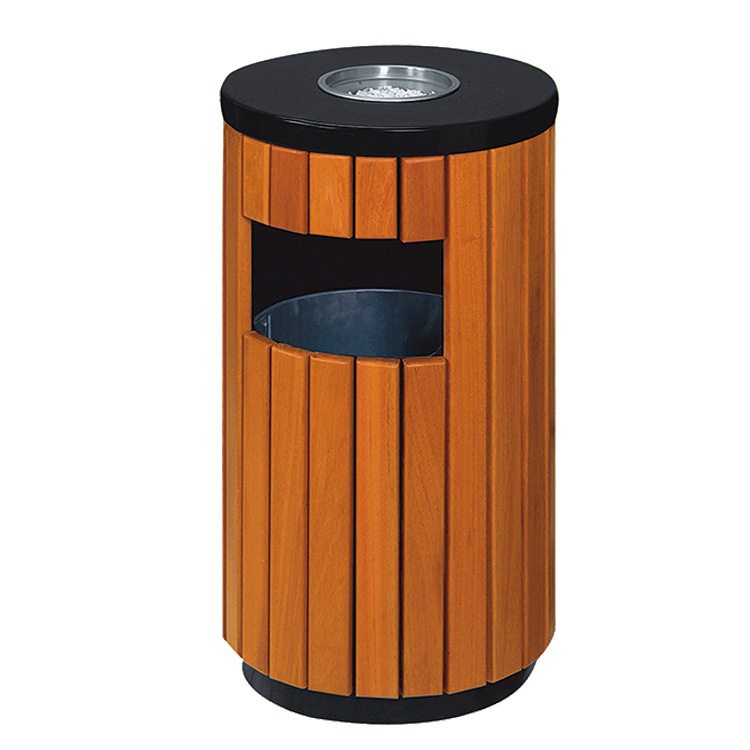 Round Imitation Wood Outdoor Trash Can Residential Community Park Street Peel Bucket Gpx-57 Plastic Wood Park Peel Box