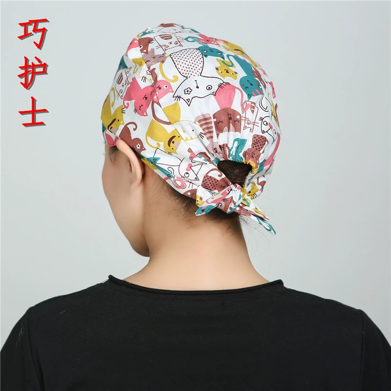 巧护士 The operating room hat fox men and women cartoon all cotton printing flowers sanitary dental chemotherapy Baotou nurse work cap