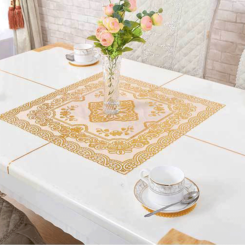 Dorado mantel PVC anti-escaldadura desechable mesa de café estera comida moderna mesa Simple cuadrado hueco estera de la placa de estilo europeo