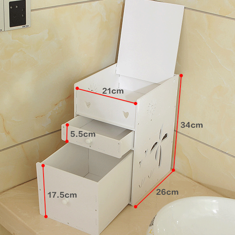 Cosméticos caja de almacenamiento con tapa impermeable baño escritorio a prueba polvo cuidado la piel estante grande mayor cajón