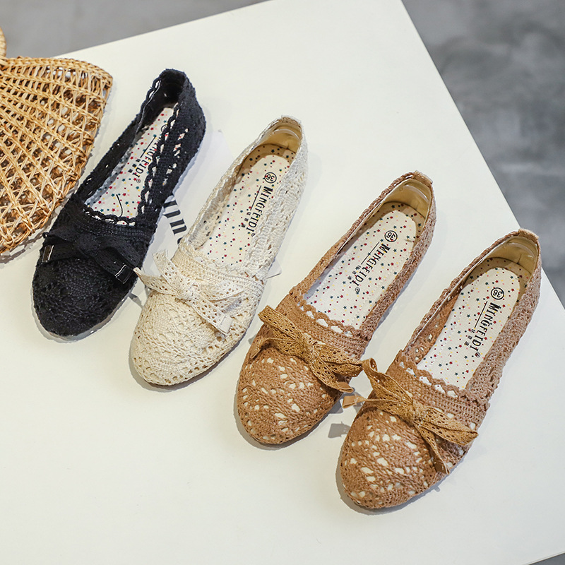 2023 primavera y verano mocasines de malla transpirable zapatos de tela de trabajo de fondo suave para mujeres embarazadas más tamaño zapatos de malla plana para mujeres 41-43