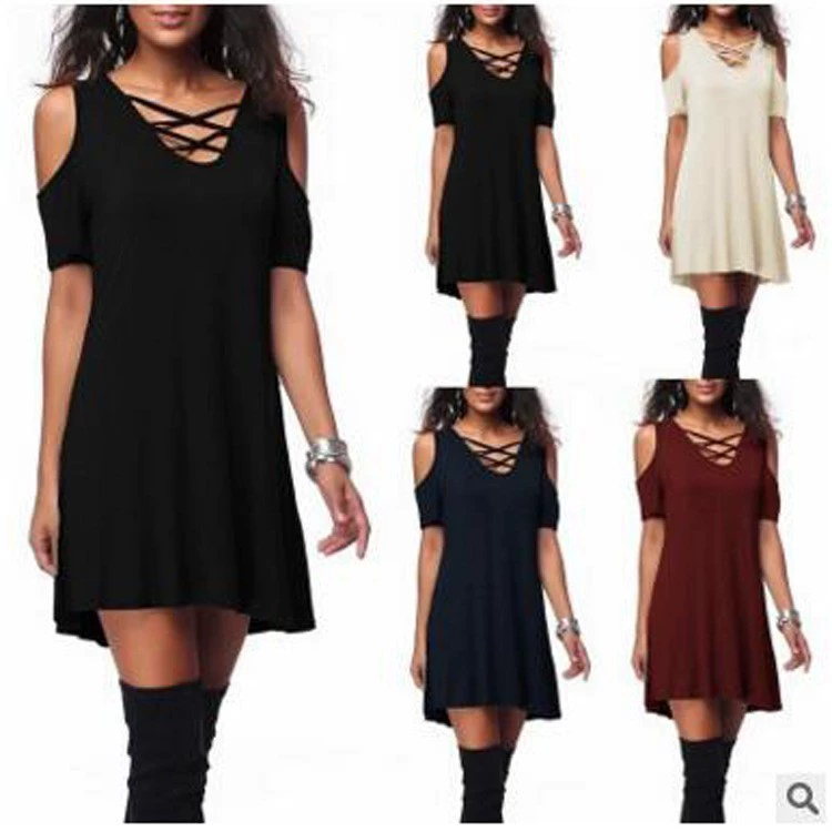 Новинка 2019 AliExpress Ebay Amazon, свободное платье на плечо, Европейская и американская внешняя торговля, взрывами, женская одежда