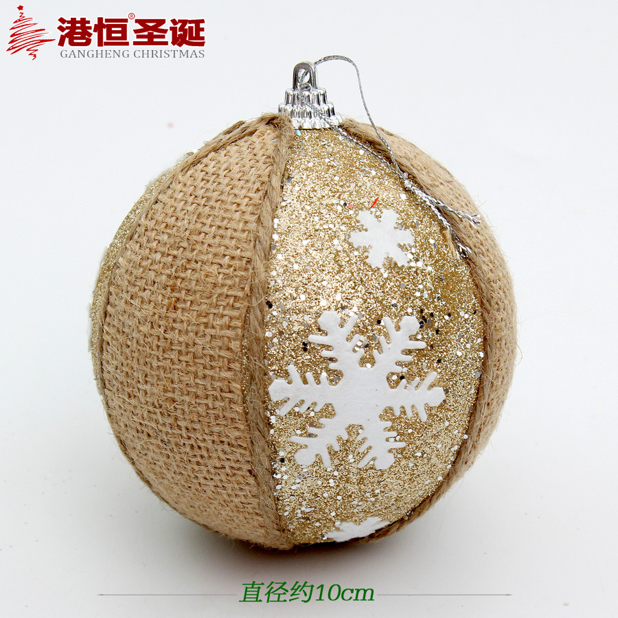 Decoraciones navideñas bola colgante 8cm bola de espuma Parche de copo de nieve de lino de perlas Bola de Navidad de alta gama bola colgante hecha a mano