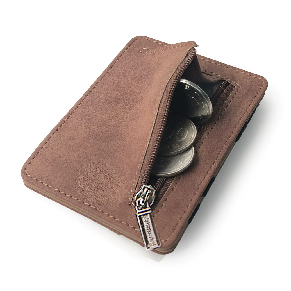 Matte thin wallet with zipper for students, card holder