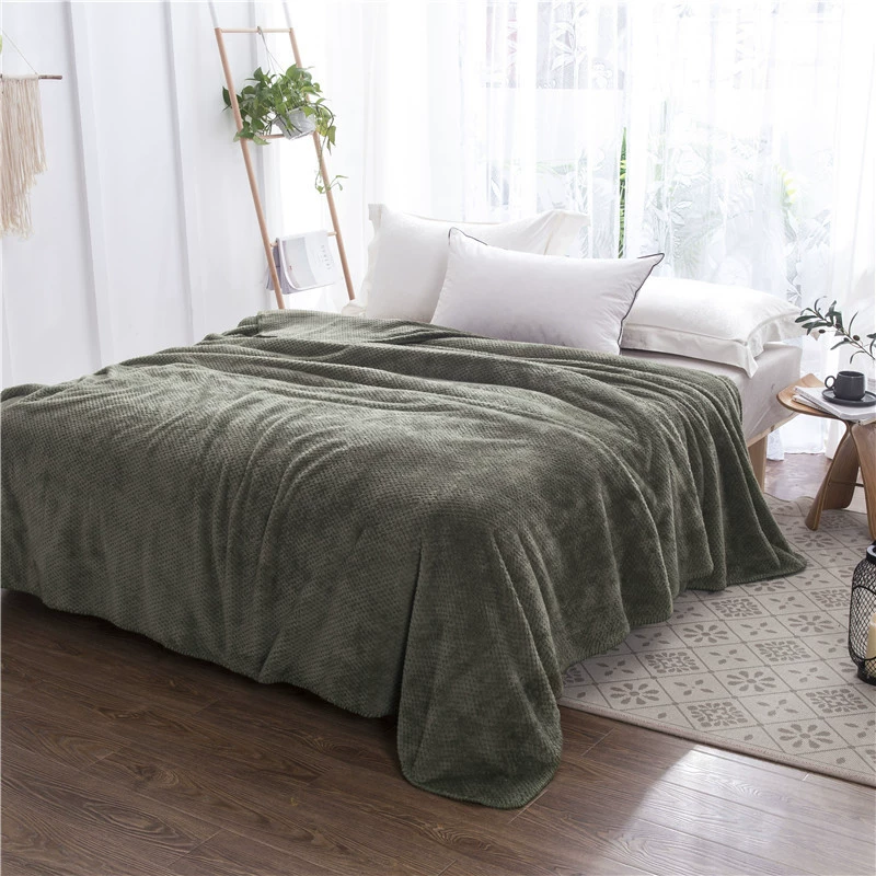 Японское Сетчатое одеяло из кораллового флиса Зимнее однотонное фланелевое одеяло с ананасом Одеяло для полотенца Одеяло для кондиционирования воздуха Маленькое одеяло
