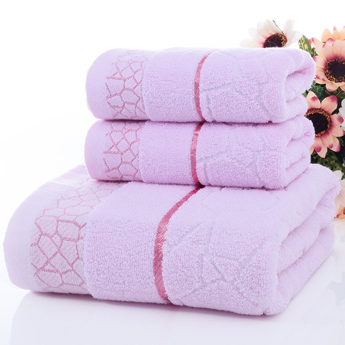 Cotton Water Cube Plain Color Slipper Towel Set (3 Pieces) Gift Box with LOGO Promotion Item for Bulk Order