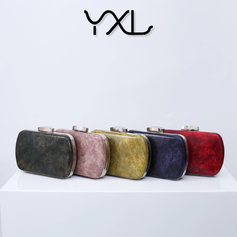 Nueva moda europea y americana de gradiente de PU bolso de noche de las mujeres de la cadena de un hombro de mano bolsa de banquete axila de entrega de una sola pieza