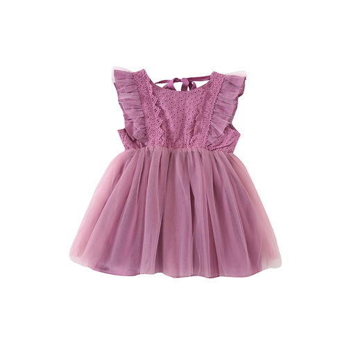 Cross-border children's dress, children's dress, lace vest, chiffon dress, full skirt for girls, princess dress for little girls, summer dress for baby girls, first birthday dress