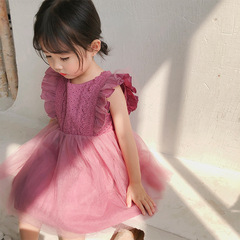 Cross-border children's dress, children's dress, lace vest, chiffon dress, full skirt for girls, princess dress for little girls, summer dress for baby girls, first birthday dress