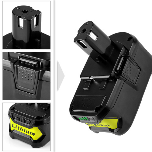 A replacement Ryobi 18V P108 P103 battery for tool use