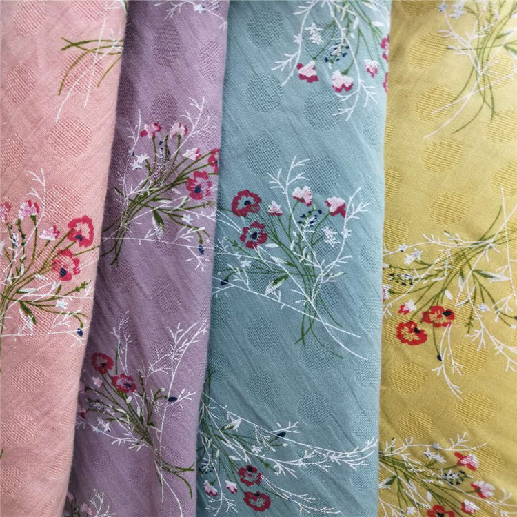 现货全棉双层提花印花 高品质棉印花 女装童装连衣裙睡衣布料