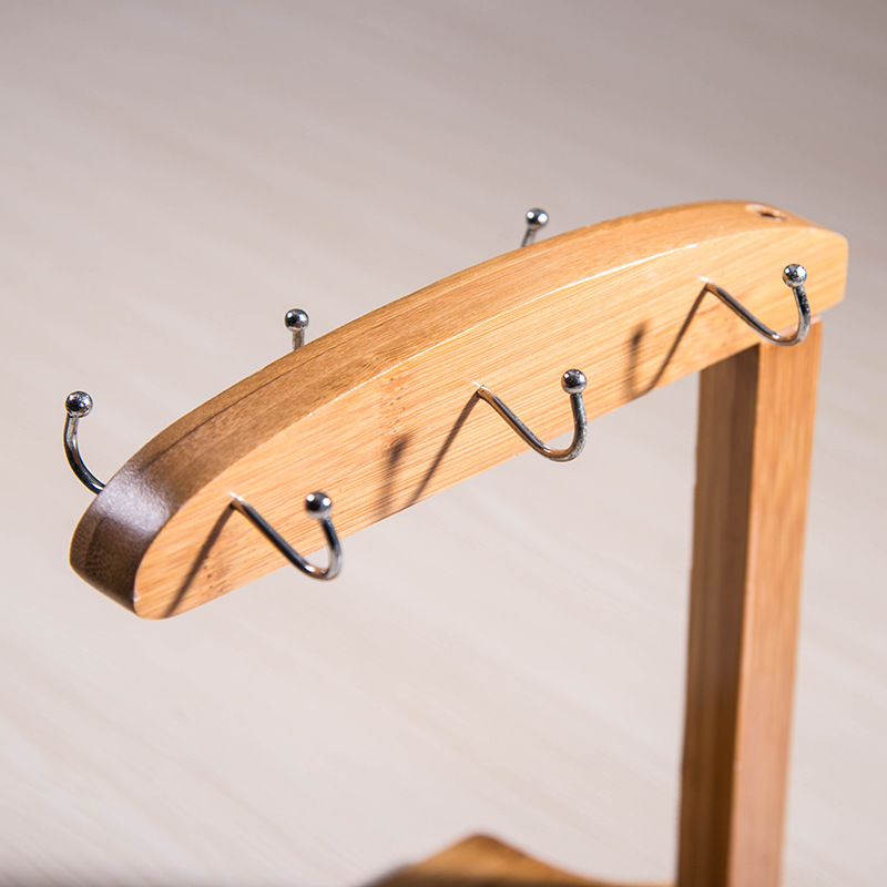 Portavasos de bambú, taza, estante de vidrio, soporte de almacenamiento de taza de agua de protección ambiental, estante de taza de café para el hogar al por mayor