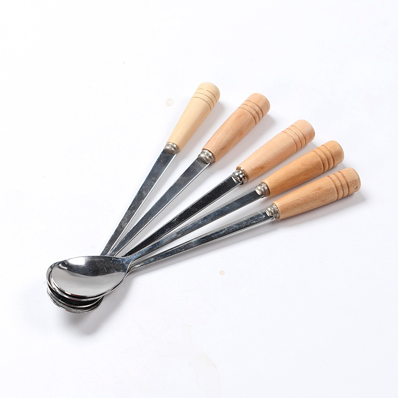 Cucharas de acero inoxidable originales de haya 408 cucharas de acero cucharas de tronco cucharas creativas para niños cucharas al por mayor