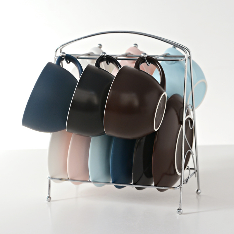 Conjunto de tazas de café tazas de cerámica tazas creativas tazas de agua con cucharas platos de cuatro piezas con logotipo impreso