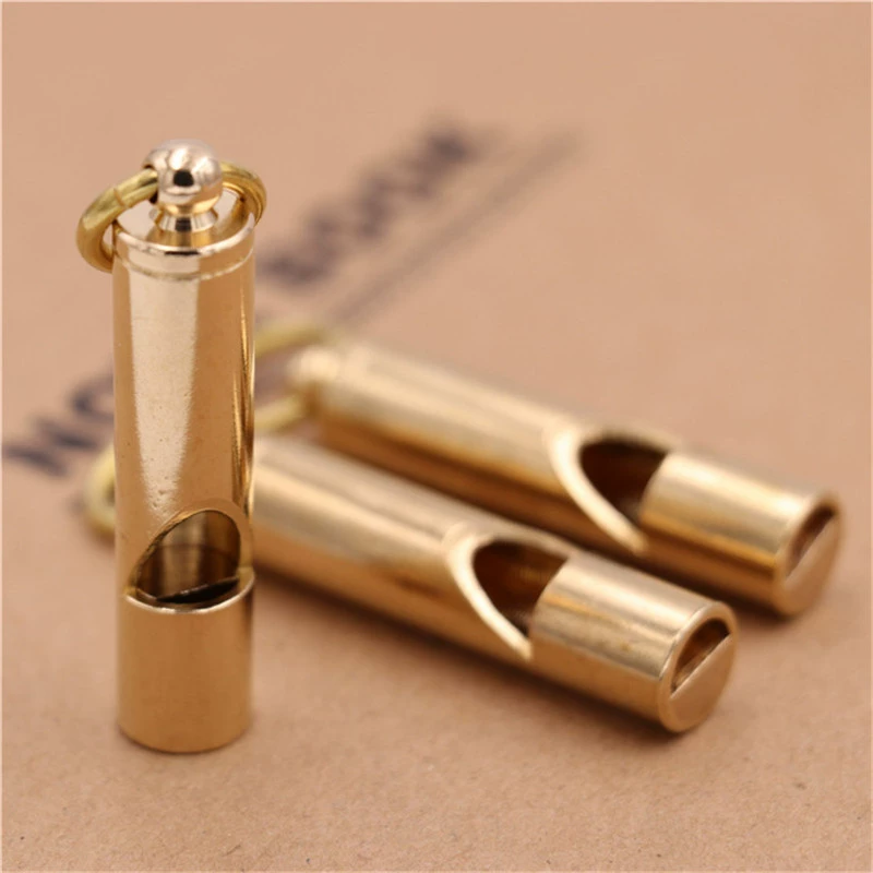 Brass retro copper travel whistle, keychain