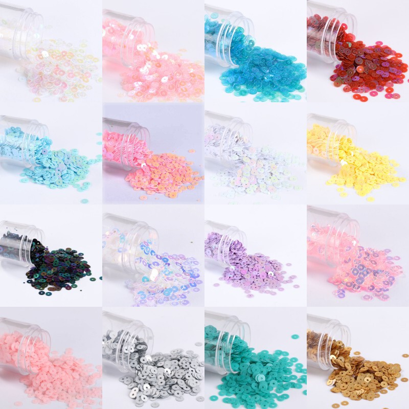 In stock 10g pack 2-6mm colorful transparent matte round sequins frosted PVC bulk beads cross-border exclusive
