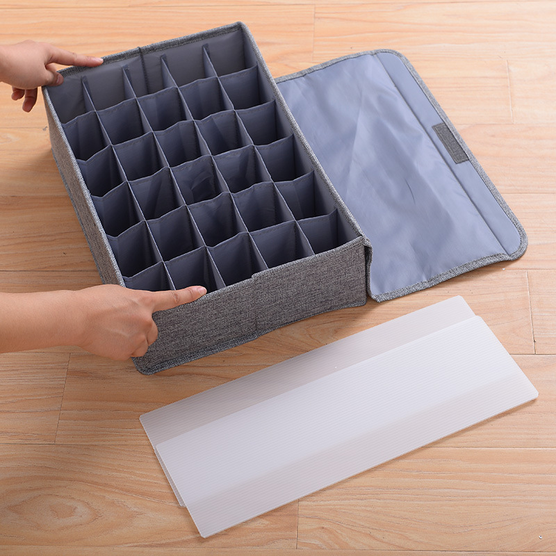 Foldable Storage Box for Home Use, Fabric Dust-Proof Storage Box, Grid Underwear and Socks Storage Box