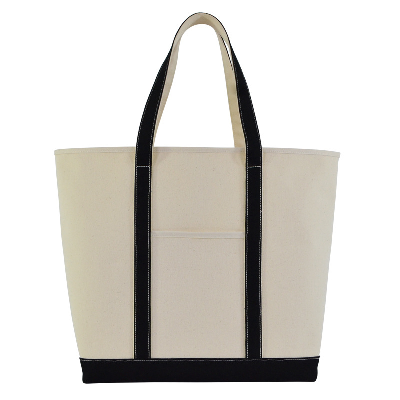 手提购物帆布袋定制印logo高级耐磨托特帆布包加厚覆膜高档沙滩包