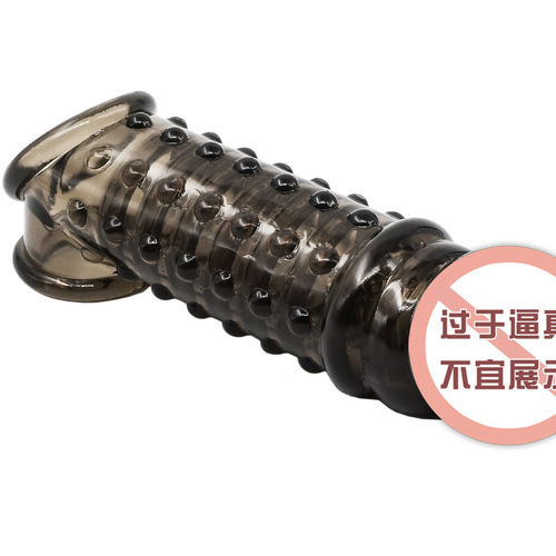 Black wolf tooth condom, penis condom, triple locking crystal condom, delayed lengthening and thickening collar, adult sex toy