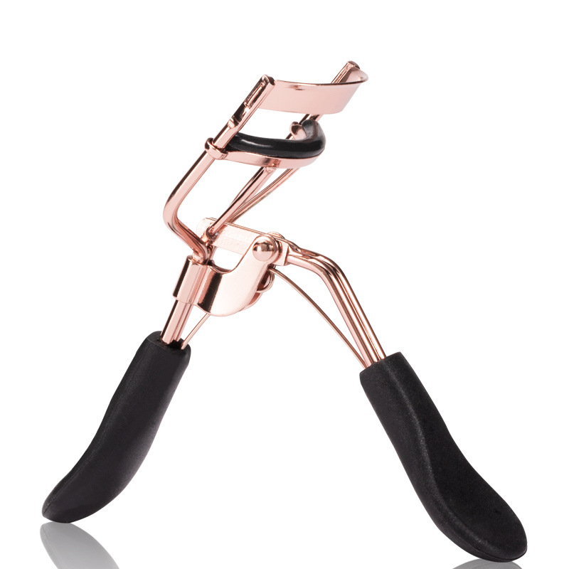 Oro Rosa gradiente rizador de pestañas portátil mango de goma herramienta de belleza de alta elasticidad logo