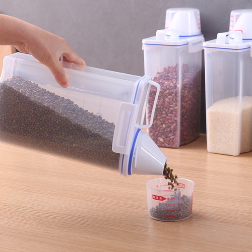Household plastic sealed jar kitchen large thickened food storage box grain storage jar with lid storage jar