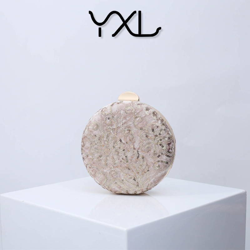 Vintage bordado con cuentas bolso de noche terciopelo cheongsam embrague de las mujeres pequeño bolso redondo vestido bolsa de mensajero bolsa de boda entrega de una sola pieza