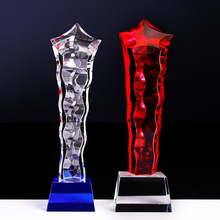 扭柱五角星水晶獎杯定 制刻字 創意企業年度優秀員工頒獎獎杯