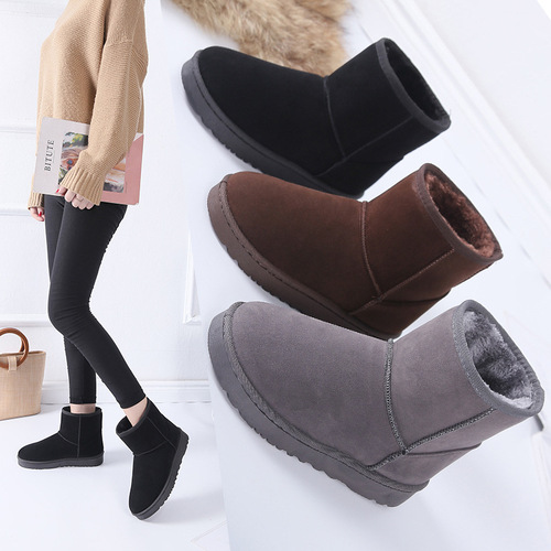 flat-heeled short-tube 5854 snow boots for women large size autumn and winter new flat-soled old thickened plus velvet warm cotton shoes