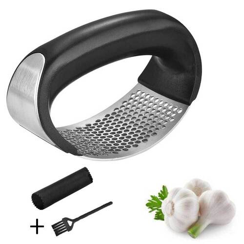 304 Ring-Shaped Stainless Steel Garlic Press, Manual Garlic Mincer, Kitchen Ginger-Garlic Sauce Maker, Garlic-Mashing Tool
