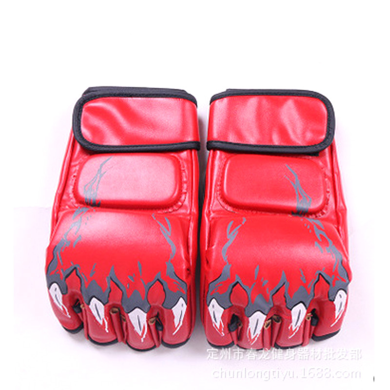 UFC MMA espesado Sanda boxeo medio dedo guantes de boxeo guantes de fitness saco de boxeo lucha contra guantes de boxeo