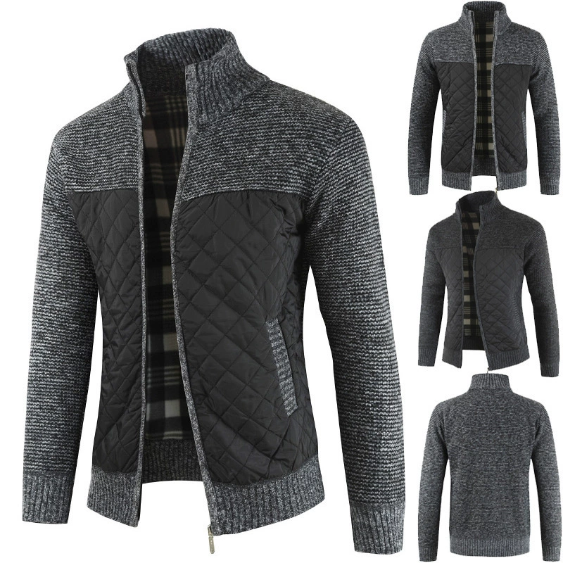 Demi-season woolen warm knitted sweater, cardigan, men's jacket