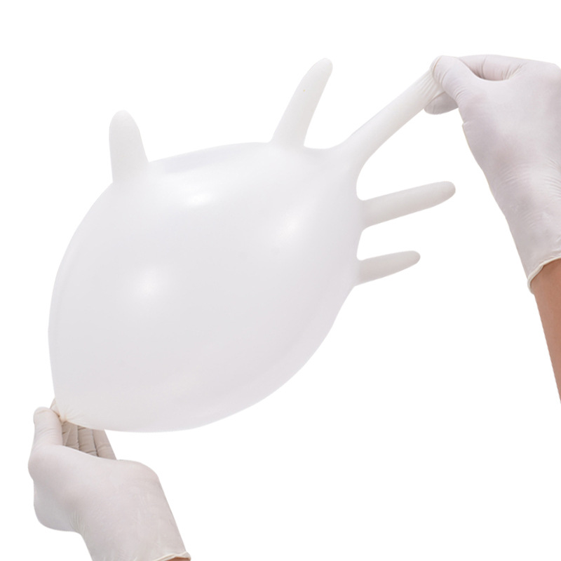 Oferta especial al por mayor guantes de látex desechables con Rosa engrosada de color blanco cremoso clínica